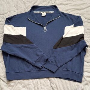 Pink brand quarter zip blue, black & white